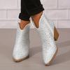 Chunky Heel Women's Ankle Boots | Pointed Toe, Faux Cover, Encrusted Side Zipper, Comfortable Block Heel & Rubber Sole (EU/US 5-11)