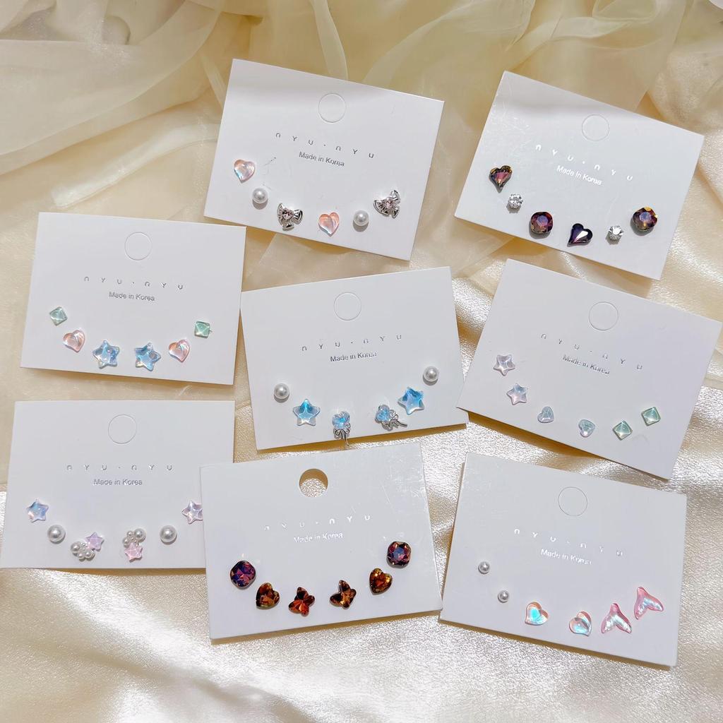 Trendy Mini Shiny Earrings Set for Women - Versatile, Clear Design