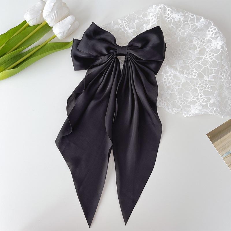 Woman New Bowknot Streamer Hairpin Chiffon Ribbon Barrette Bow Back Head Spring Clip Headwear Fashion Hair Accessories