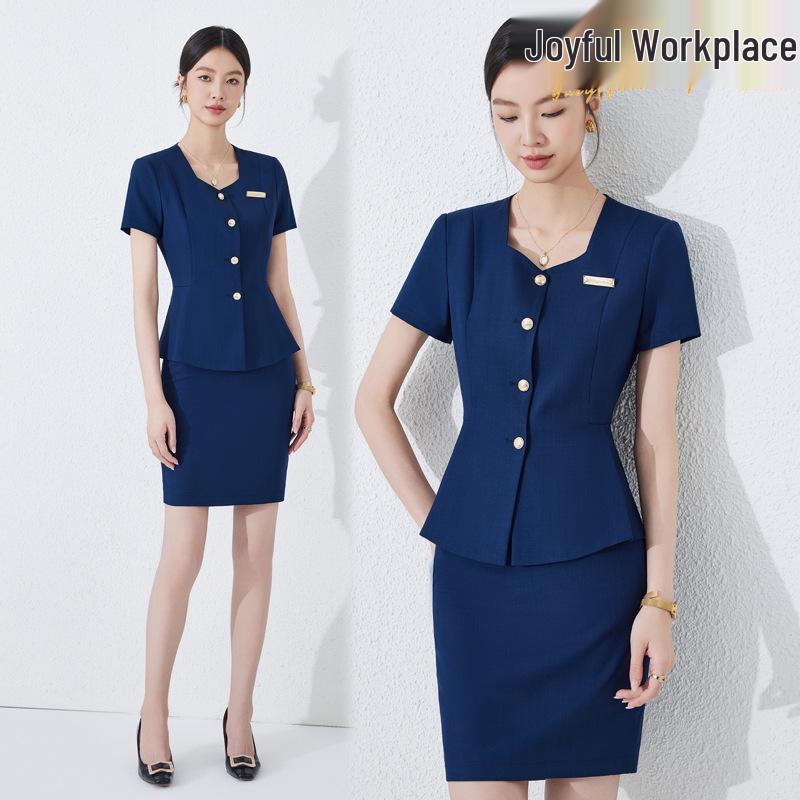 Professional Women's Short Sleeve Suit for Reception & Salon Staff