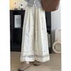 Korean Hollow Ice Silk Wide-leg Pants for Women In Summer Thin New Design Lace High-waist Casual Pants
