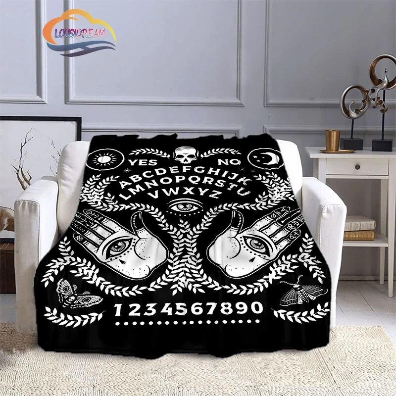 Satanic Gothic Witchcraft Blanket Ouija Board with Hands Occultism Flannel   Soft Four Seasons Portable Camping