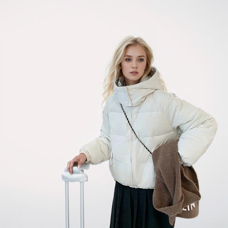 GMXIA Women's Vintage Casual Solid Color Print Autumn Winter Long Sleeve Stand Up Jackets & Coats