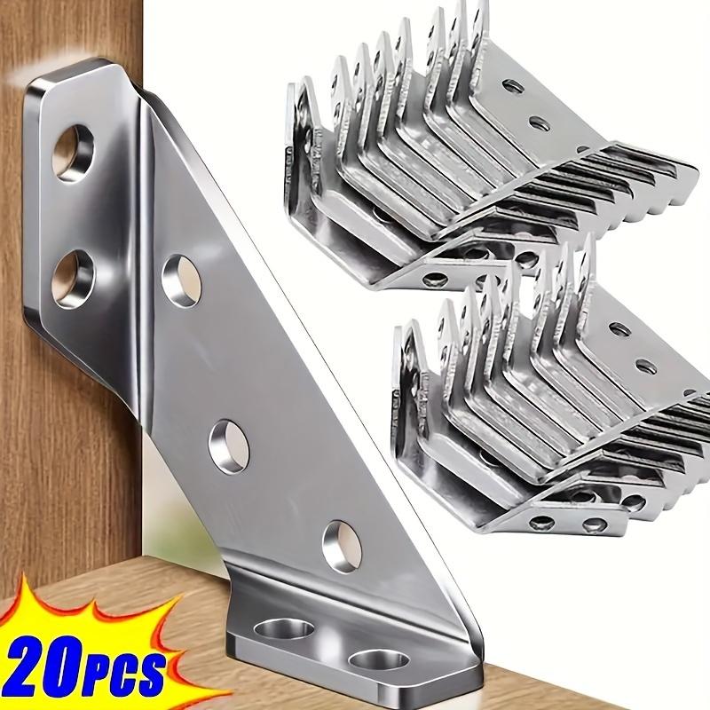 20 Pieces of Heavy Duty Stainless Steel Angle Brace -90 ° Right Angle Brace, Suitable for Cabinets and Furniture, Industrial Hardware