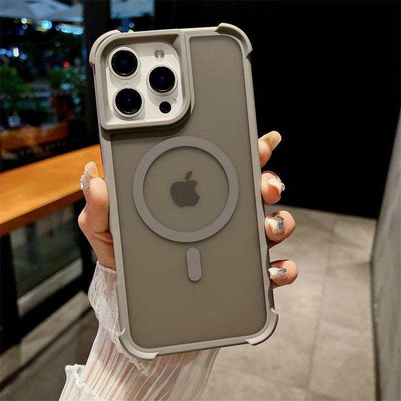 Magnetic Luxury Matte Fall Prevention Armor Shockproof Case For iPhone 16 15 14 13 12 Pro Max Wireless Charge For Magsafe Cover