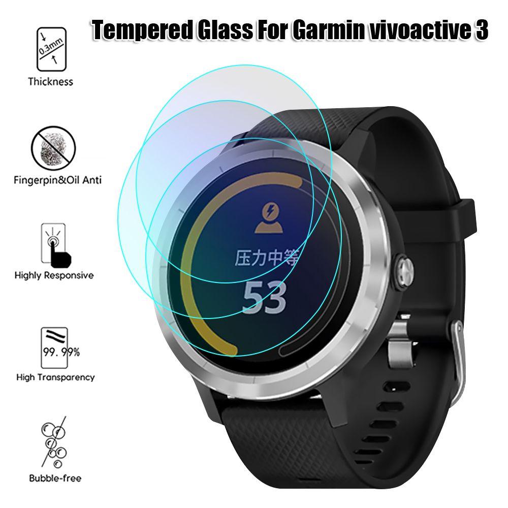 3pcs Smart Watch 2.5D HD Protective Films for Garmin Vivoactive 3 Screen Protectors Tempered Glass