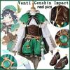 NEW Hot Game   Cosplay Venti Costume Wig Mondstadt Wind God Game Uniform Lovely Outfit XS-XXL