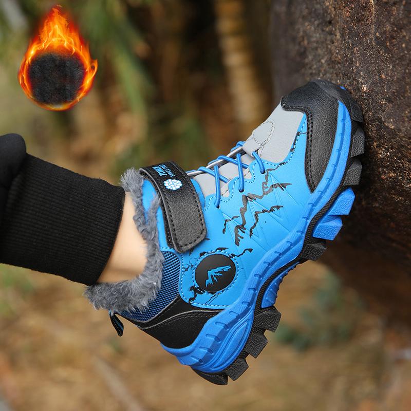 30-40 Children's Winter Large Fashion Outdoor Velcro with Velvet Warm Sports Shoes Cotton Shoes Snow Boots