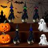 Halloween Witch Decoration Light Up Witch Figurine Spooky Witch Ornament with Glowing Face for Mantel Tabletop Shelf Decor