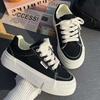 Ins Trendy Shoes Classic Black Platform Heightening Canvas Shoes Women's 2025 Summer New Korean Version Versatile Muffin Board Shoes