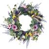 Artificial Flower Wreath with Leaves Spring Wreath Plant Decoration for Front Door Garden Indoor and Outdoor Decoration