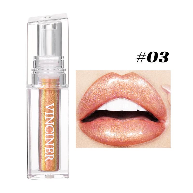 Chameleon Lip Glaze Lip Gloss Eyeshadow, Face Highlight Moisturising Diamond Shimmer Liquid Lipstick, Aurora Dazzle Lip Gloss for Party Daily Makeup