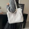 Corduroy Tote Bag Women's Commuter Bag Large Capacity Student Class Shoulder Handbag