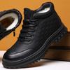 Fashion New High Top Cotton Shoes Men's Winter Leather Casual Shoes Plus Fleece Thickened Non-slip Warm Snow Boots D613