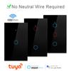 WiFi Smart Wall Switch RF433 No Neutral Wire Single Fire 1/2/3 Gang Light Switch Tuya App Remote Control Touch Switch Works with Alexa Google Home