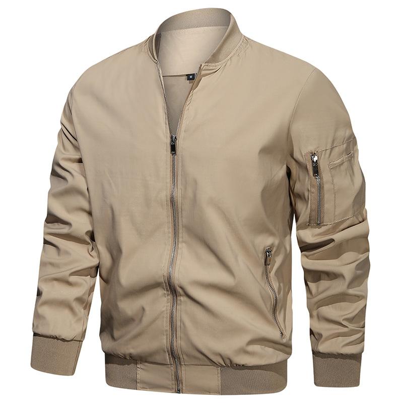 USA Size Men's Lightweight Bomber Jacket for Spring Autumn - Casual Flight Pilot Varsity Baseball Coat