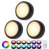 3Pcs RGB LED Night Lights Remote Control Dimmable Under Cabinet Light Battery Operated Wireless Lamp For Kitchen Closet