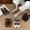 Spot Version~ Niche Leather Square Head Flat Bottom Mary Jane Single Shoes Women's Word with Loafer Small Leather Shoes Ballet Shoes