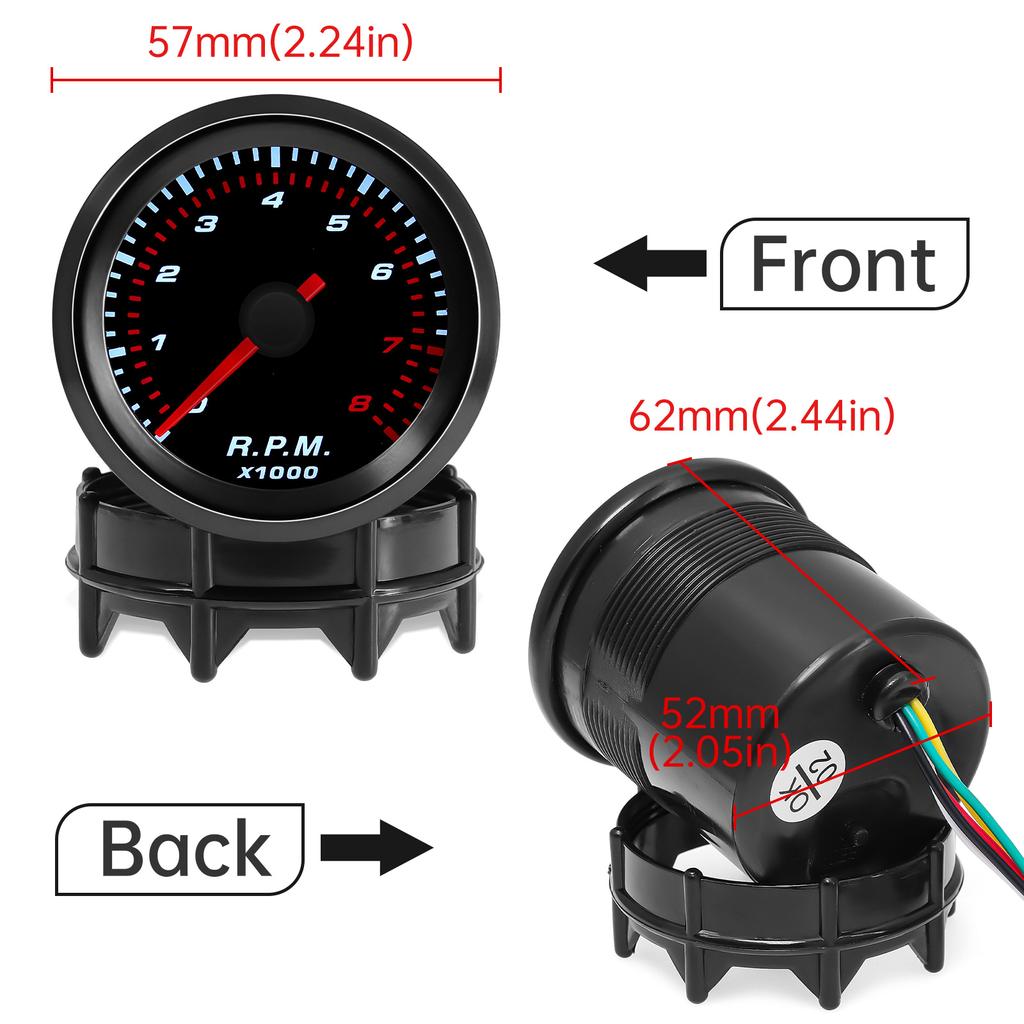 52mm Car Gauge Smoke Len Tachometer RPM Turbo Boost Gauge Bar PSI Vacuum Water Temp Meter Oil Pressure Gauge For 12V Gasoline