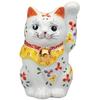 Kutani Ware Celebrating Business Prosperity and Good Left Approximately 10cm Size Small Maneki-neko Figurine, Fortune, Handed, Tall, 3.3, Flower,