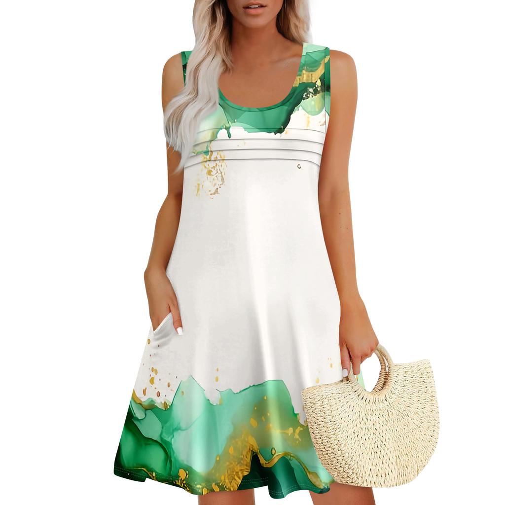 Womens Summer Dresses Loose Sleeveless Sundresses Dress With Pockets