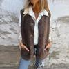 Women Winter Plus Size Fluffy  Faux Lambwool Vest Single Breasted Fleece Elegant Sleeveless Cardigan