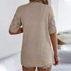 Women's Fashion Casual Hollow Short Sleeve Knitted Vacation Sunscreen Shirt Solid Color Cardigan Jacket
