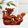 Wooden Carving Chinese Dragon Figurine Fengshui Decoration 3.9inch Long Souvenir Spring Festival for Desktop Decor Lifelike