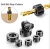 1set Drill Stoper Collar Set Stop Bit Ring Shaft Limit Metric Lock Steel Press Depth Ajustable Positioner Hole Guide Woodwork Tools