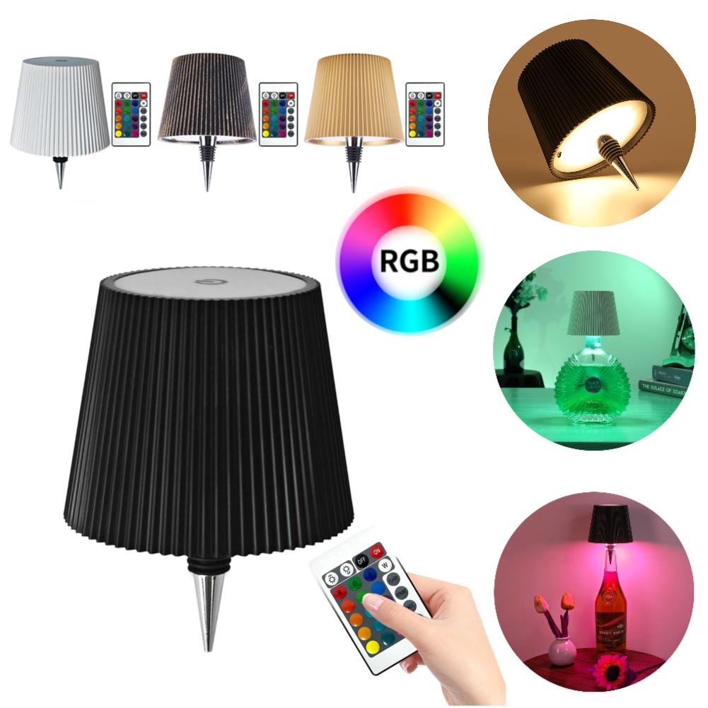 LED Wine Bottle Lamp Rechargeable Remote & Touch Control RGB 3 Colors Stepless Dimming Night Light Desktop Decorative Lamp