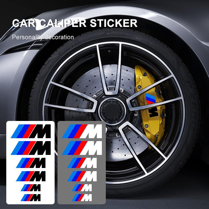 6PCS Car Brake Caliper Sticker Heat Resistant 3D Sticker Decal For BMW M4 M8 5 Series E39 E60 E61 F10 F11 F07 G30 G31 G15 Z4 E89