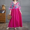 2025 Women Plus Size Summer Dress Basic Vintage Long Floral Pleated Dress Loose Casual Printing Maxi