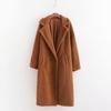 Women Fashion Autumn And Winter Loose Medium Long Windbreaker Lamb Coat