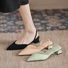 Fashion Summer 2025 New Women Black Baotou Fashion Sandals Woman Heels Pumps Silk Sexy Pointed Sandalias Female Low Heels Shoes