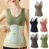 Women Fall Winter Thermal Vest Thickened Plush Sleeveless V Neck High Elasticity Slim Fit Padded Pullover Soft No Wire Elastic Bottoming Underwear