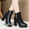 Fashion Autumn Winter Women’s Platform Shoes Warm Waterproof Short Leather Wedding Boots Luxury Black Super Office High Heel Ankle Boots