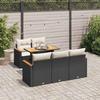 VidaXL Garden Lounge Set 6 Pcs with Cushions Black Braided Resin Acacia 3327437