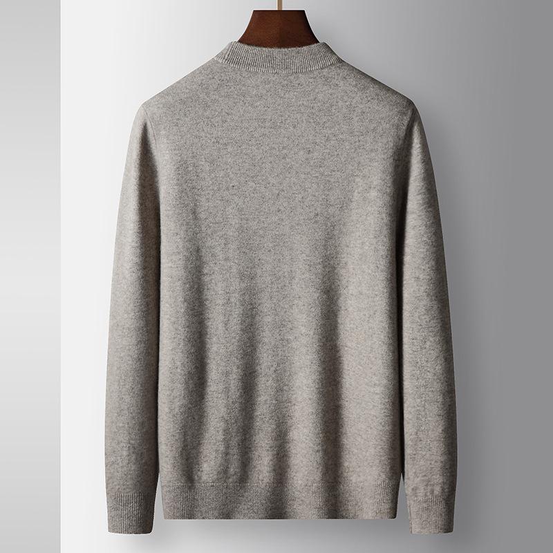 Autumn and Winter Semi-turtleneck Men's Business High-luxury Round Neck Solid Color Bottomed Knitted Sweater