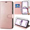 Protective Case for Samsung Galaxy A34 5G - BOOLING - Pink - Leather Effect - Shockproof - 2 Tempered Glasses