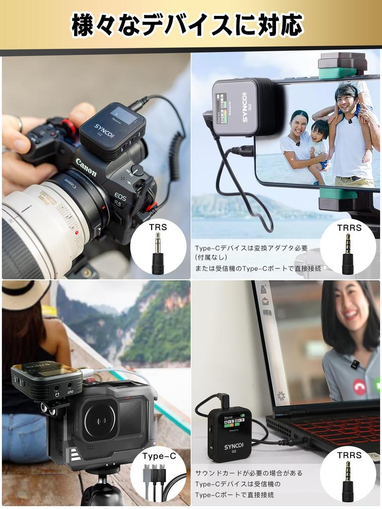 Wireless Microphone, SYNCO G2 (A2) with Two Transmitters and One Receiver, Easy Operation, Volume Control, 150m Transmission Range, Video Recording,