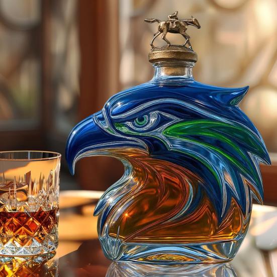 Eagle Head Whiskey Bottle Unique Glass Decanter 3D Liquor Container for Whiskey Wine Cocktails Coffee