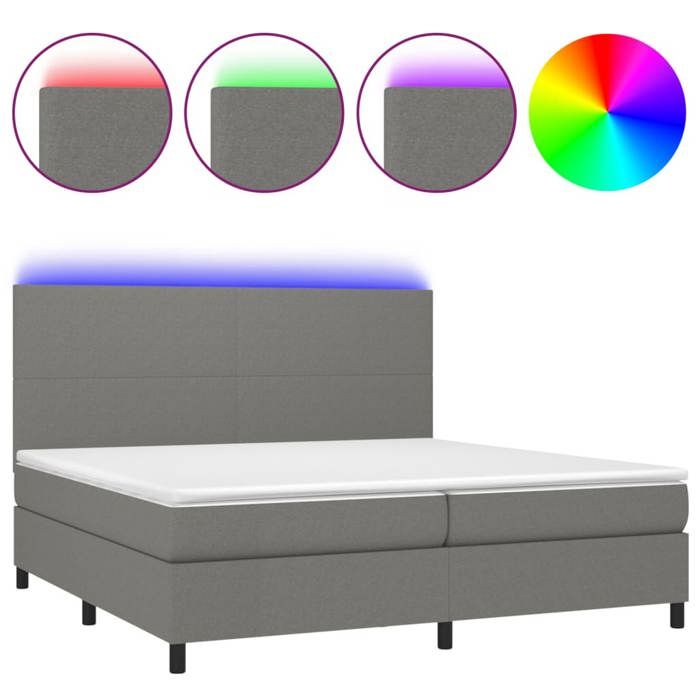 VidaXL Slatted Bed Base with Mattress and LEDs, Upholstered Bed with Headboard, Double Bed, Adult Bedroom Bed, 3134742