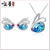 Cute Cute Rabbit Pendant Necklace Set Female Rabbit Stud Earrings Blue Crystal Necklace