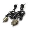 [J0471] - 'Mélusine' Black Grey Designer Earrings