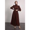 Balloon Sleeve Pleated Skirt Detailed Hijab Dress