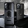 KEYSION Shockproof Case for Xiaomi POCO X5 Pro 5G Slide Camera Lens Protection Ring Phone Cover for Redmi Note 12 4G 12 Pro+ 5G