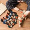 Women Winter Socks British Fashion Rhombus Thickened Warm Socks Japanese Sock Knee-High Socks