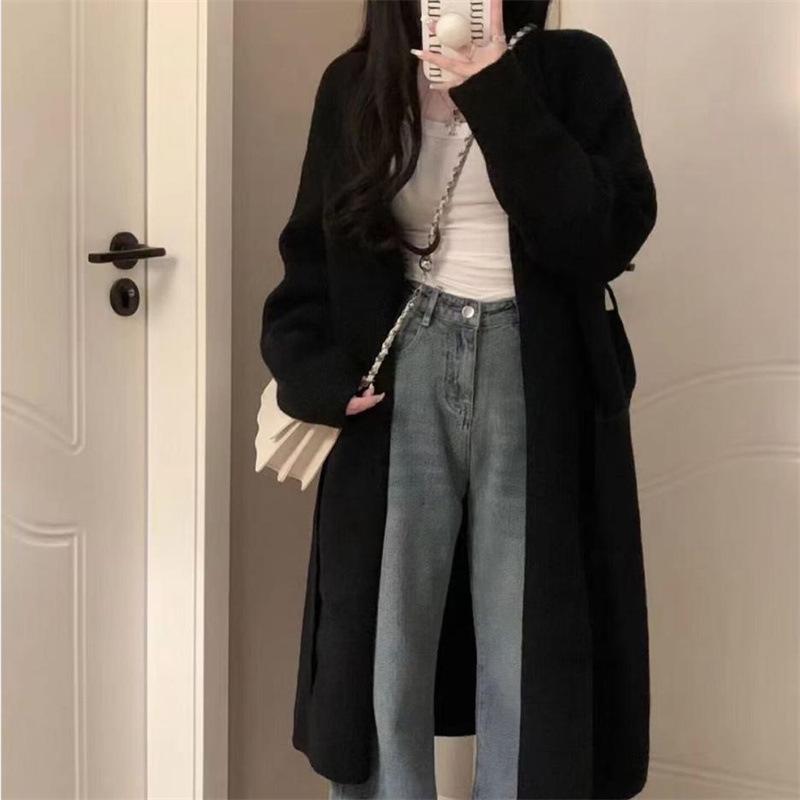 Autumn and Winter In The Long Section Sweater Jacket Loose Lazy Wind Design Sense of Leisure Temperament Niche Knitted Cardigan Female