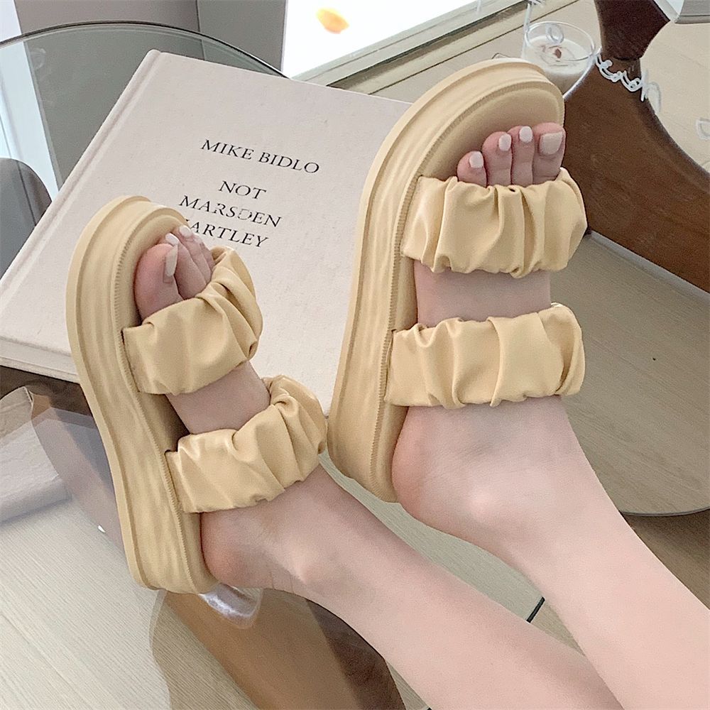 Slides with Heel Outside Summer 2024 Soft Height Women's Slippers and Ladies Sandals Off White Shoes I F Waterproof Shoe Unique