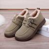 Fashion Woman Casual Cotton Boots Solid Color Comfortable Fur Loafers Women Winter Warm Footwear Female Double Buckle Plush Flat Shoes